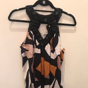 Silk Beaded Designer Top_Black Gold White